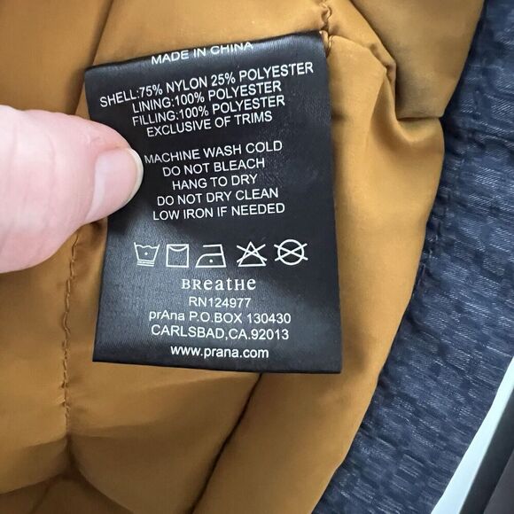 Prana Jacket Mens XL Puffer Blue Outdoor Windbreaker Full Zip - Picture 16 of 16